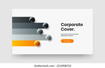Modern pamphlet vector design concept. Clean 3D spheres annual report illustration.