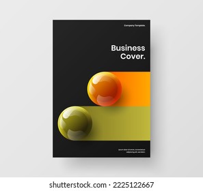 Modern pamphlet vector design concept. Vivid 3D balls annual report layout.