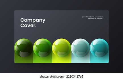 Modern pamphlet vector design layout. Geometric 3D spheres book cover illustration.