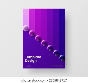 Modern pamphlet vector design layout. Colorful realistic spheres presentation concept.
