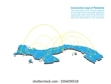 Modern of panama Map connections network design, Best Internet Concept of panama map business from concepts series, map point and line composition. Infographic map. Vector Illustration.