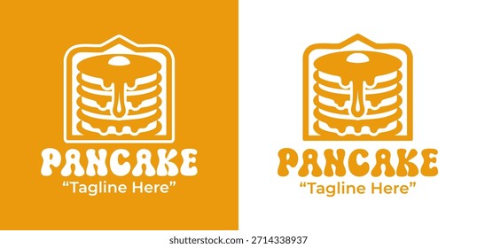 Un moderno logotipo de panqueque adecuado para cafés brunch contemporáneos y la identidad de la marca de desayunos.