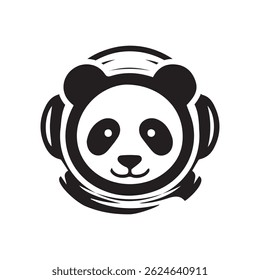 modern panda astronaut head vector