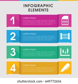 Modern panel infographic template. infographic design with panel icons includes fence, pen, memory card. can be used for presentation, diagram, annual report, web design.