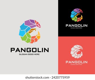 modern pangolin logo vector illustration