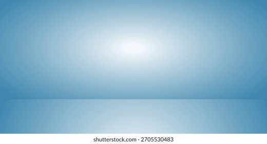 Fondo azul abstracto panorámico moderno para la presentación del producto con la luz del sol y las sombras borrosas