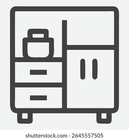 Ícone moderno do armário da despensa no estilo de arte da linha minimalista elegante