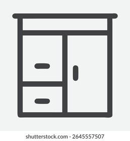 Ícone moderno do armário da despensa no estilo de arte da linha minimalista elegante