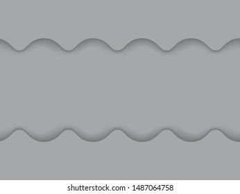 Modern paper art cartoon abstract gray and white water waves. Realistic trendy craft style. Origami design template