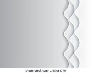 Modern paper art cartoon abstract gray and white water waves. Realistic trendy craft style. Origami design template