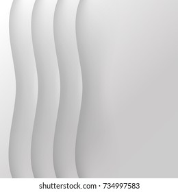 Modern paper art cartoon abstract white water waves. Realistic trendy craft style. Origami design template.