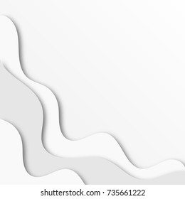 Modern paper art cartoon abstract gray and white water waves. Realistic trendy craft style. Origami design template.