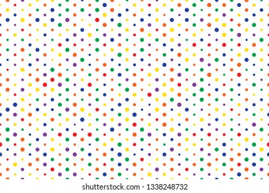 Modern paper art colorful birthday card on white backdrop. Fashion style seamless  vector pattern vector. Polka dots background.