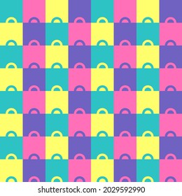 Modern paper art pattern with geometric Store vector concept. bag gradient on pink background. Graphic fabric seamless backdrop.