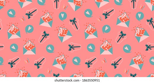 Modern paper art seamless pattern with pattern for wallpaper design. Seamless patterns. Background, wallpaper. Vector design template. Abstract retro vector texture. Valentine's day pattern.
