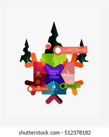 Modern paper Christmas stickers, New Year infographic sale banner templates