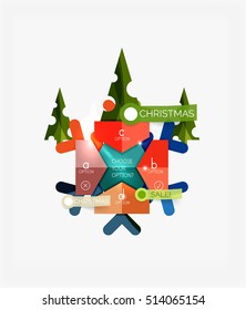 Modern paper Christmas stickers, New Year infographic sale banner templates