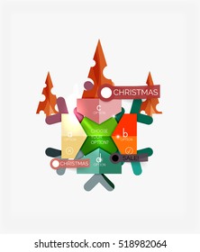 Modern paper Christmas stickers, New Year infographic sale banner templates