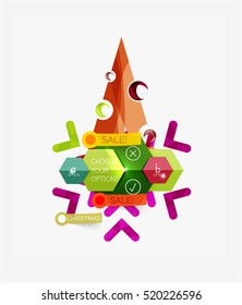 Modern paper Christmas stickers, New Year infographic sale banner templates