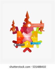Modern paper Christmas stickers, New Year infographic sale banner templates