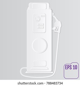 Modern paper concept of Gasoline pump. Vector design element on gasoline with retro gas station pump isolated