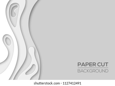 Modern paper cut art cartoon abstract waves background. Banners, flyers, presentations and posters template. Origami 3d design. Vector illustration