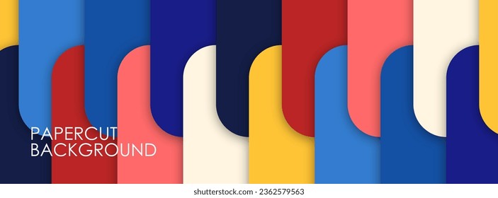 Modern paper cut art cartoon abstract wave background. Banner, flyer, presentation and poster template. 3d Origami Design. Vector illustration