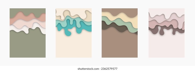 Modern paper cut art cartoon abstract wave background. Banner, flyer, presentation and poster template. 3d Origami Design. Vector illustration