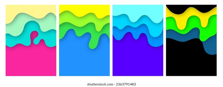 Modern paper cut art cartoon abstract wave background. Banner, flyer, presentation and poster template. 3d Origami Design. Vector illustration
