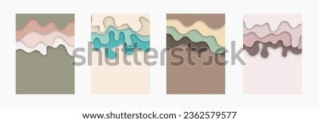 Modern paper cut art cartoon abstract wave background. Banner, flyer, presentation and poster template. 3d Origami Design. Vector illustration