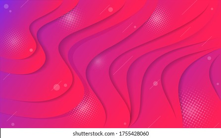 Modern paper cut background with gradations of purple, pink and red. 3D style paper cut background