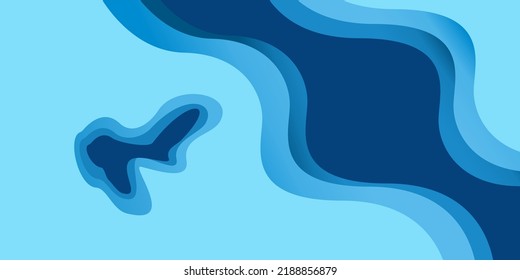 Modern Paper cut blue background