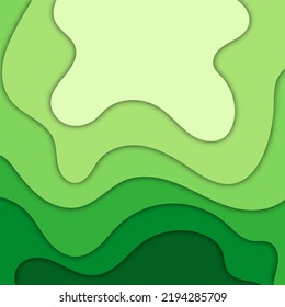 Modern Paper cut green background. 3D abstract paper art style, flyers posters prints,