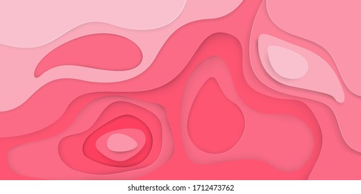 Modern Paper cut pink background. 3D abstract paper art style, flyers posters prints,