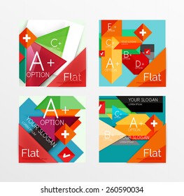 Modern paper info banner layout set. Glossy paper graphics with text, business presentation