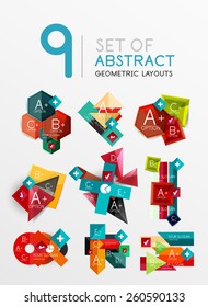 Modern paper info banner layout set. Glossy paper graphics with text, business presentation