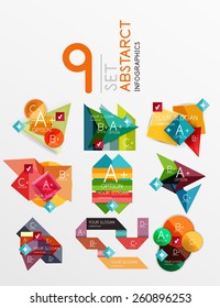 Modern paper info banner layout set. Glossy paper graphics with text, business presentation