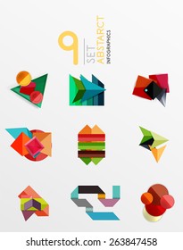 Modern paper info banner layout set. Glossy paper graphics with text, business presentation