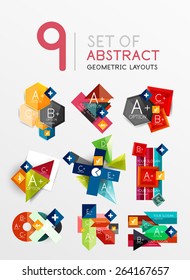 Modern paper info banner layout set. Glossy paper graphics with text, business presentation