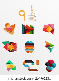 Modern paper info banner layout set. Glossy paper graphics with text, business presentation