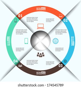 Modern paper infographics in a pie chart for web, banners, mobile applications, layouts etc. Vector eps10 illustration