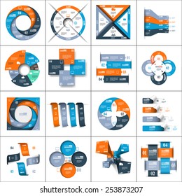 Modern paper infographics set for e-business, diagrams, charts, web sites, mobile applications, banners, corporate brochures, book covers, layouts, presentations etc. Vector eps10 illustration