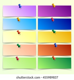 Modern paper sticker infographics elements with pins. Can be used for workflow , diagram, list and web design