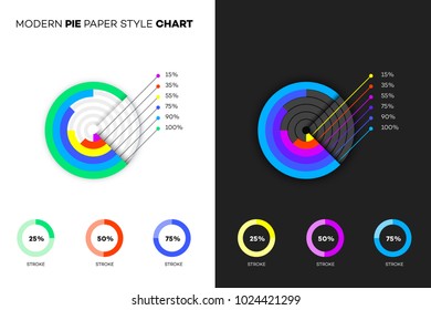 Modern Paper Style Pie Chart. Vector Template And Mockup For Your Business Brochure, Infogrphics Or Presentation Design.