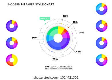 Modern Paper Style Pie Chart. Vector Template And Mockup For Your Business Brochure, Infogrphics Or Presentation Design.