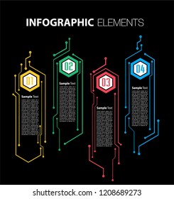 modern paper text box template for website computer graphic technology, banner Infographics, circuit 