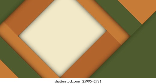 Modern papercut abstract background with gradient green and brown square pattern combination soft color on background. Eps10 vector