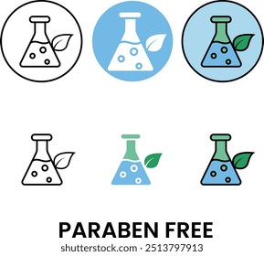 A modern paraben-free icon indicating products made without parabens or harmful chemicals.