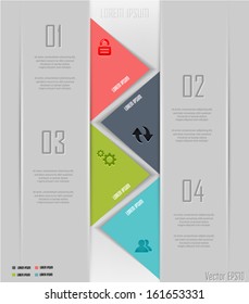 Modern parallel arrow style step up options banner. Can be used for workflow layout, number options, web design, infographics. Vector eps10.