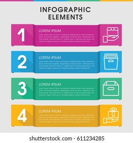 Modern parcel infographic template. infographic design with parcel icons includes box, gift. can be used for presentation, diagram, annual report, web design. 